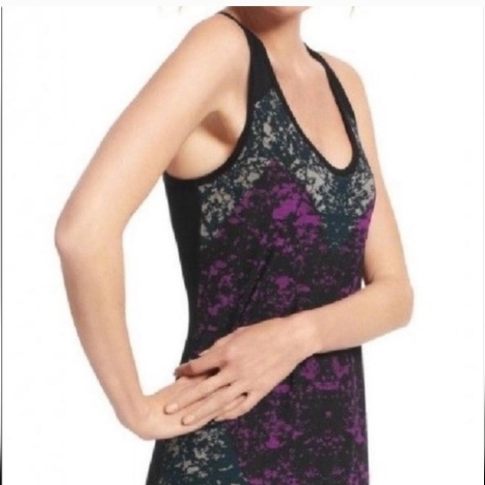 🙋Heart of CAbi Women's Sz M Tank Top Racerback Mesh Overlay Soft Long Cami 559